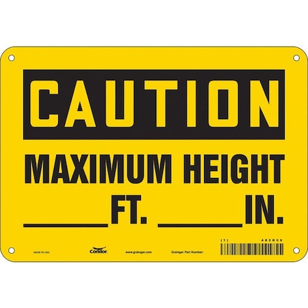Condor Caution, MAXIMUM HEIGHT _ FT. _ IN., 10 in W x 7 in H, Vertical Rectangle, Aluminum, 485K06 485K06
