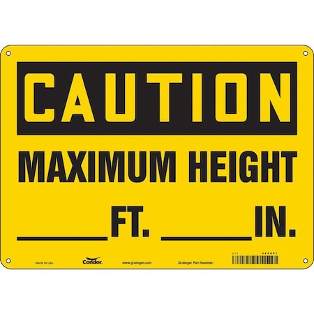 Condor Caution, MAXIMUM HEIGHT _ FT. _ IN., 14 in W x 10 in H, Horizontal Rectangle, Aluminum, 485K07 485K07