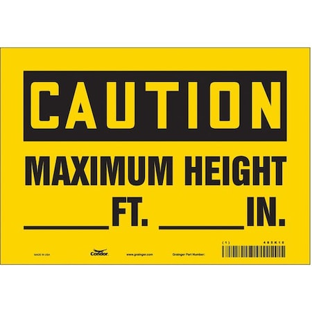 Condor Caution, MAXIMUM HEIGHT _ FT. _ IN., 10 in W x 7 in H, Vertical Rectangle, Vinyl, 485K10 485K10