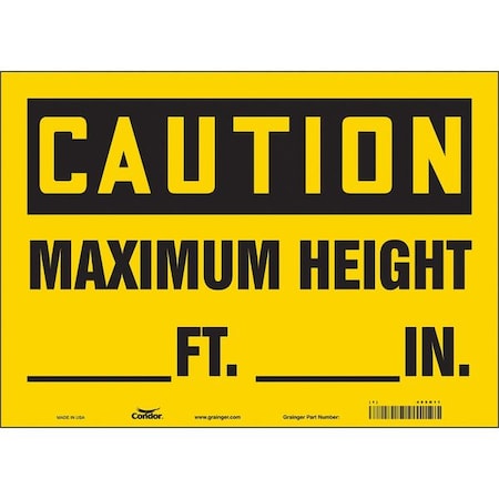 Condor Caution, MAXIMUM HEIGHT _ FT. _ IN., 14 in W x 10 in H, Horizontal Rectangle, Vinyl, 485K11 485K11