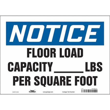 Condor Notice, FLOOR LOAD CAPACITY _ LBS PER SQUARE FOOT, 14 in W x 10 in H, Vinyl, 485K23 485K23