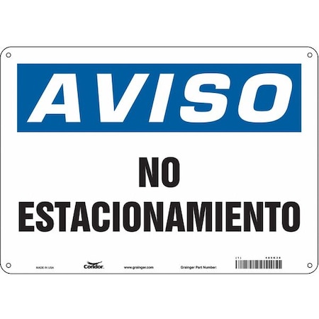 Condor No Parking Sign, 10 in Height, 14 in Width, Aluminum, Horizontal Rectangle, Spanish 485K38
