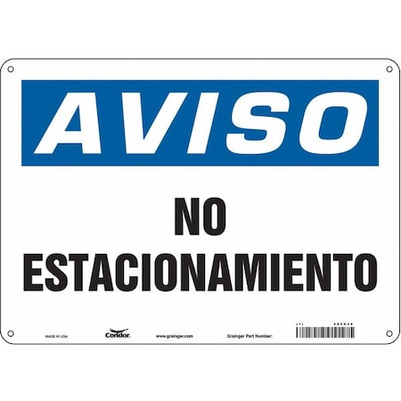 Condor No Parking Sign, 10 in Height, 14 in Width, Polyethylene, Horizontal Rectangle, Spanish 485K40
