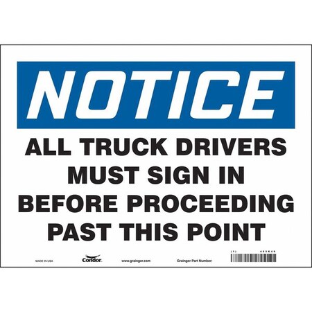 Condor Safety Sign, 10 in Height, 14 in Width, Vinyl, Horizontal Rectangle, English, 485K49 485K49