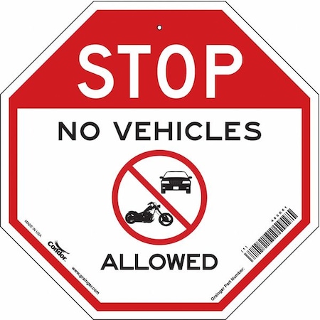 Condor Safety Sign, 18 in Height, 18 in Width, Polyethylene, Octagon, English 485K61
