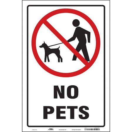 Condor NO PETS, 12 in W x 18 in H, Vertical Rectangle, Vinyl, 485L87 485L87