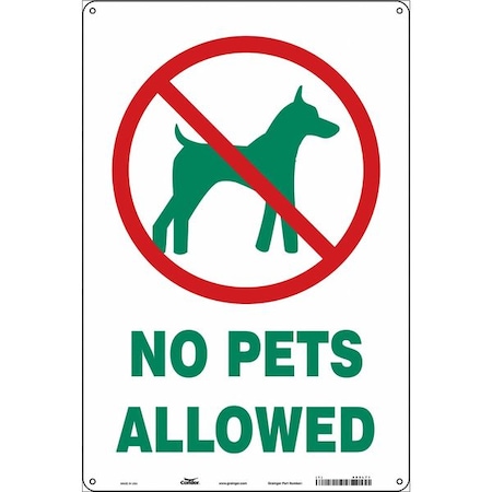 Condor NO PETS ALLOWED, 12 in W x 18 in H, Vertical Rectangle, Aluminum, 485L71 485L71