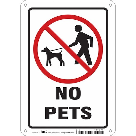 Condor NO PETS, 7 in W x 10 in H, Horizontal Rectangle, Aluminum, 485L79 485L79
