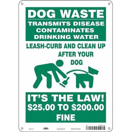 Condor Dog Waste Transmits Disease.Clean Up After Your Dog, 10 in W x 14 in H, Polyethylene, 485L18 485L18