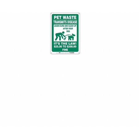 Condor PET WASTE TRANSMITS DISEASE.CLEAN UP AFTER YOUR DOG, 14 in H x 10 in W, Polyethylene, 485L27 485L27