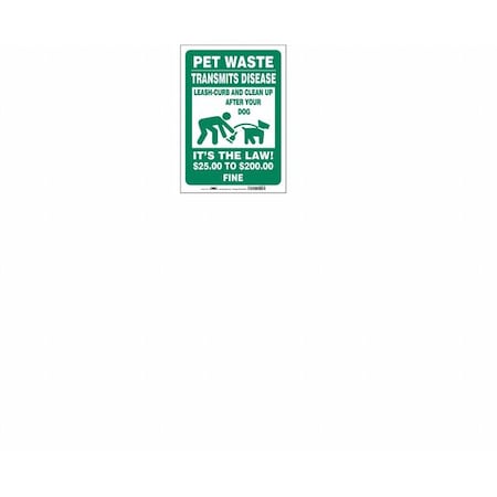 Condor PET WASTE TRANSMITS DISEASE.CLEAN UP AFTER YOUR DOG, 14 in H x 10 in W, Vinyl, 485L30 485L30