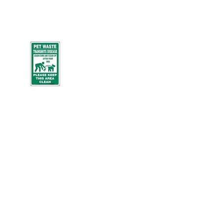 Condor PET WASTE TRANSMITS DISEASE.CLEAN UP AFTER YOUR DOG, 12 in W x 18 in H, 485L34 485L34
