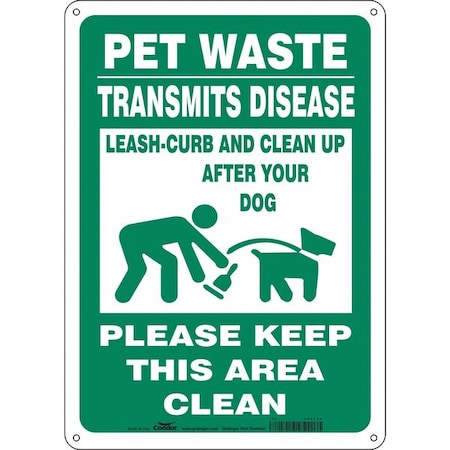 Condor PET WASTE TRANSMITS DISEASE, CLEAN UP AFTER YOUR DOG, 14 in H x 10 in W, Polyethylene, 485L36 485L36