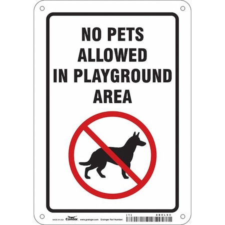 Condor NO PETS ALLOWED IN PLAYGROUND AREA, 7 in W x 10 in H, Horizontal Rectangle, Aluminum, 485L60 485L60