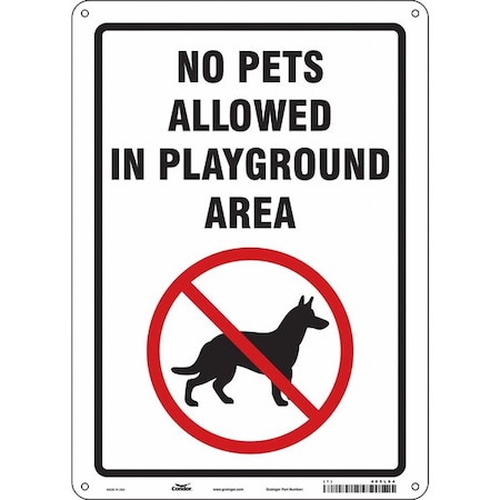 Condor NO PETS ALLOWED IN PLAYGROUND AREA, 10 in W x 14 in H, Vertical Rectangle, Polyethylene, 485L64 485L64