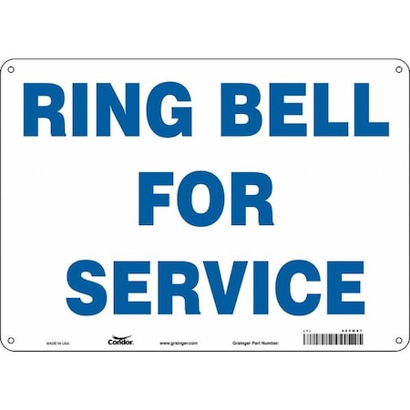 Condor RING BELL FOR SERVICE, 14 in W x 10 in H, Horizontal Rectangle, Aluminum, 485M87 485M87