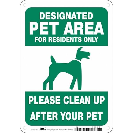 Condor DESIGNATED PET AREA FOR RESIDENTS ONLY.7 in W x 10 in H, Aluminum, 485M01 485M01