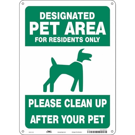 Condor DESIGNATED PET AREA FOR RESIDENTS ONLY PLEASE CLEAN UP., 10 in W x 14 in H, Aluminum, 485M02 485M02