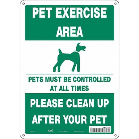 Condor PET EXERCISE AREA PETS MUST BE CONTROLLED AT ALL TIMES., 14 in H x 10 in W, Aluminum, 485M11 485M11