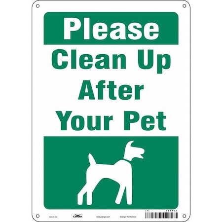 Condor PLEASE CLEAN UP AFTER YOUR PET, 10 in W x 14 in H, Vertical Rectangle, Polyethylene, 485M23 485M23
