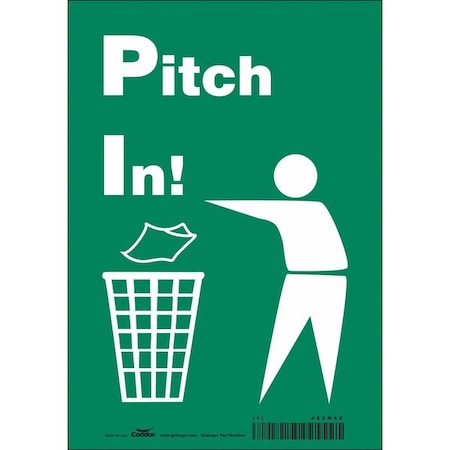 Condor PITCH IN!, 7 in W x 10 in H, Horizontal Rectangle, Vinyl, 485M60 485M60