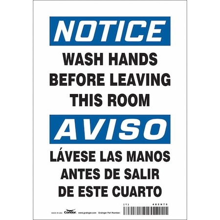 Condor WASH YOUR HANDS BEFORE LEAVING THIS ROOM, Spanish-Bilingual, 10 ...