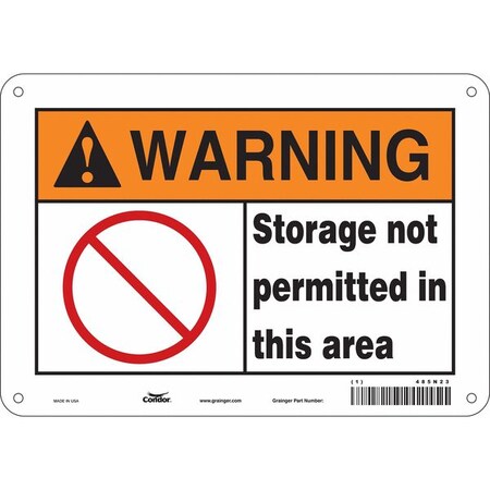Condor Warning, STORAGE NOT PERMITTED IN THIS AREA, 10 in W x 7 in H, Polyethylene, 485N23 485N23