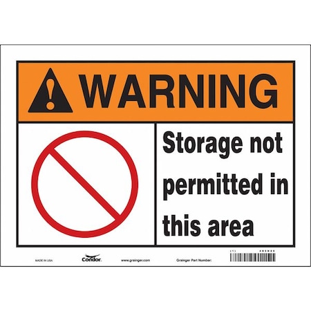 Condor Warning, STORAGE NOT PERMITTED IN THIS AREA, 14 in W x 10 in H, Horizontal Rectangle, Vinyl, 485N26 485N26