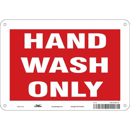 Condor HAND WASH ONLY, 10 in W x 7 in H, Vertical Rectangle, Polyethylene, 485N29 485N29
