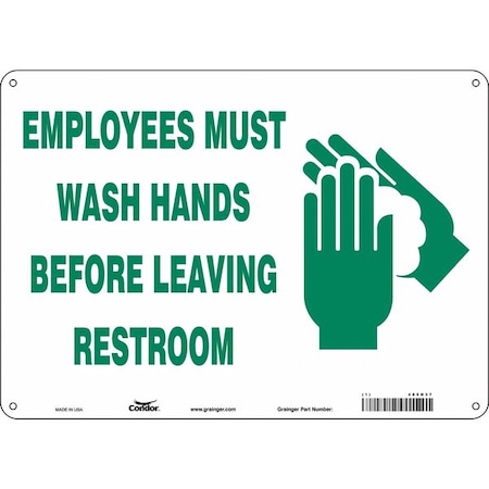 Condor EMPLOYEES MUST WASH HANDS BEFORE LEAVING RESTROOM, 14 in W x 10 in H, 485N37 485N37