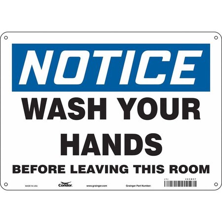 Condor Notice, WASH YOUR HANDS BEFORE LEAVING THIS ROOM, 14 in W x 10 in H, Aluminum, 485N57 485N57