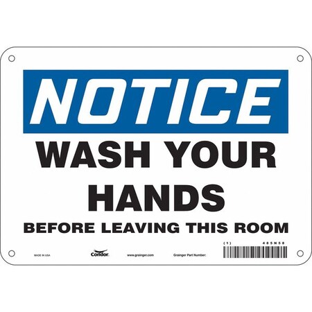 Condor Notice, WASH YOUR HANDS BEFORE LEAVING THIS ROOM, 10 in W x 7 in H, Vertical Rectangle, 485N58 485N58
