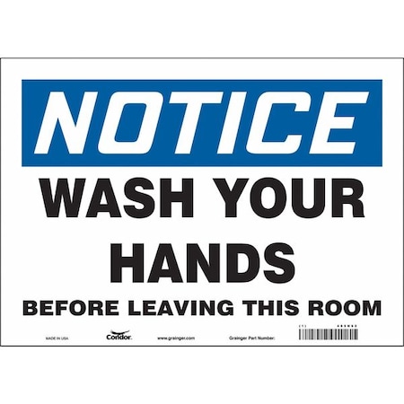 Condor Notice, WASH YOUR HANDS BEFORE LEAVING THIS ROOM, 14 in W x 10 in H, Vinyl, 485N62 485N62