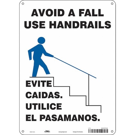 Condor Safety Sign, 14 in Height, 10 in Width, Aluminum, Vertical Rectangle, English, Spanish, 485P64 485P64