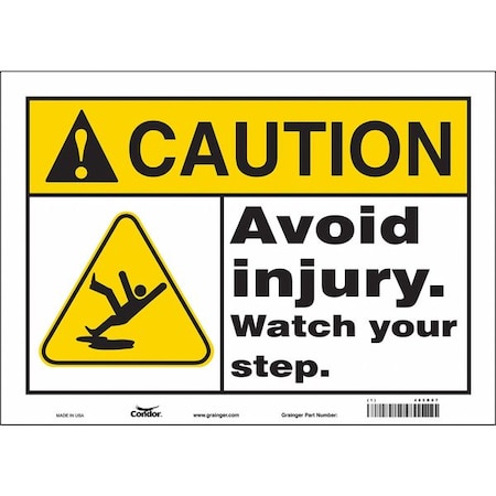 Condor Safety Sign, 10 in Height, 14 in Width, Vinyl, Horizontal Rectangle, English, 485R07 485R07