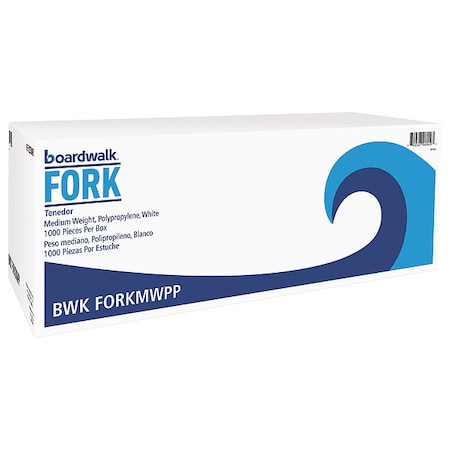 Zoro Select Disposable Fork, WH, Med, PK1000 V01787