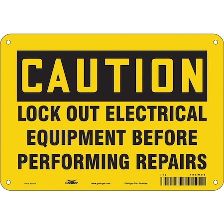 Condor Safety Sign, 7 in Height, 10 in Width, Polyethylene, Vertical Rectangle, English, 485W95 485W95