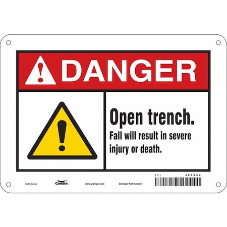 Condor Safety Sign, 7 in Height, 10 in Width, Aluminum, Vertical Rectangle, English, 485X84 485X84