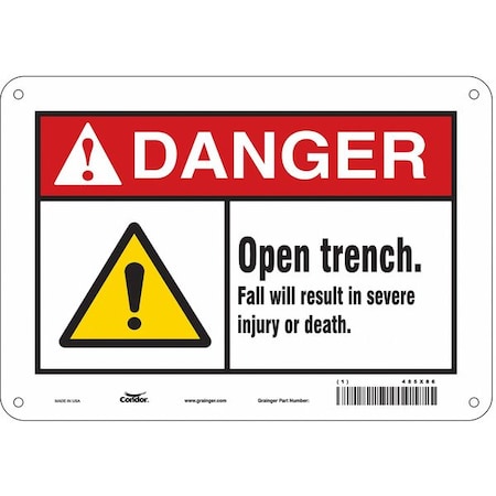 Condor Safety Sign, 7 in Height, 10 in Width, Polyethylene, Vertical Rectangle, English, 485X86 485X86