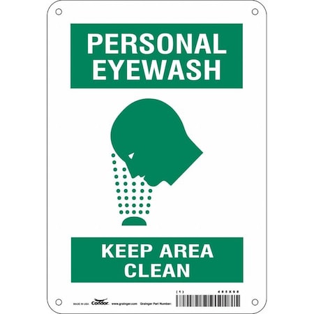 Condor PERSONAL EYEWASH KEEP AREA CLEAN, 7 in W x 10 in H, Horizontal Rectangle, Polyethylene, 485X98 485X98