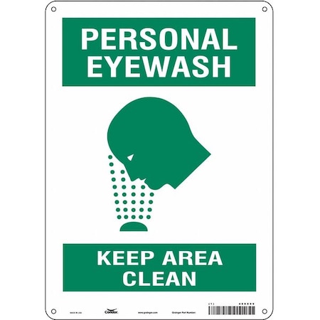 Condor PERSONAL EYEWASH KEEP AREA CLEAN, 10 in W x 14 in H, Vertical Rectangle, Polyethylene, 485X99 485X99