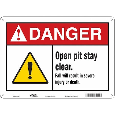 Condor Construction Sign, 10 in H, 14 in W, Aluminum, Horizontal Rectangle, English, 485X78 485X78