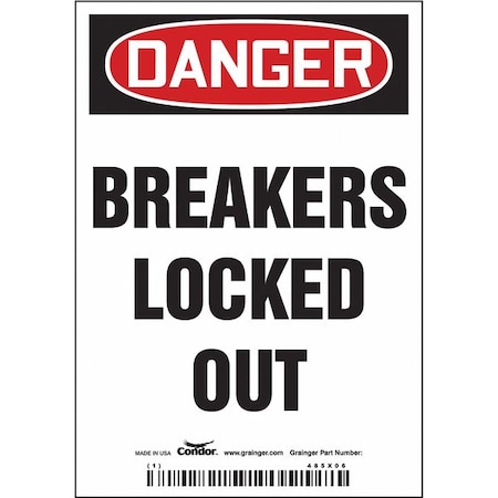 Condor Lockout Sign, 5 in Height, 3 1/2 in Width, Magnetic Vinyl, Vertical Rectangle, English 485X06