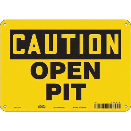 Condor Caution, OPEN PIT, 10 in W x 7 in H, Vertical Rectangle, Polyethylene 485X24