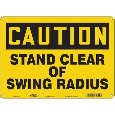 Condor Caution, STAND CLEAR OF SWING RADIUS, 14 in W x 10 in H, Horizontal Rectangle, Polyethylene 485X37