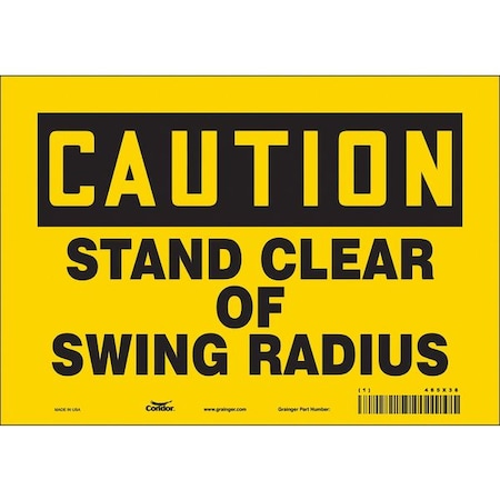 Condor Caution, STAND CLEAR OF SWING RADIUS, 10 in W x 7 in H, Vertical Rectangle, Vinyl 485X38