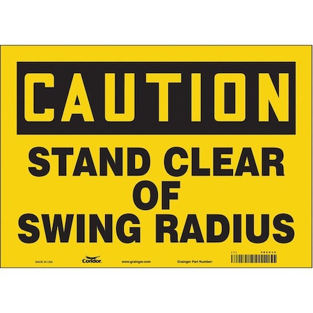 Condor Caution, STAND CLEAR OF SWING RADIUS, 14 in W x 10 in H, Horizontal Rectangle, Vinyl 485X39