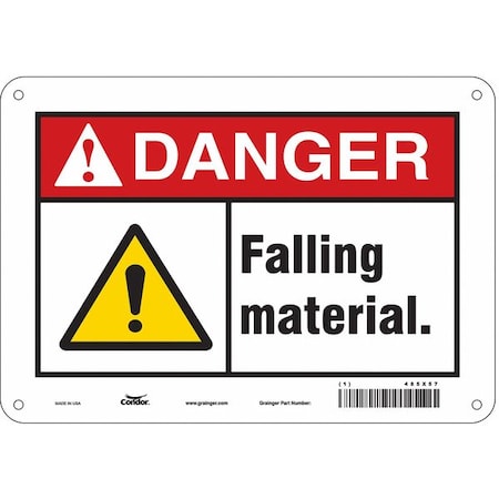 Condor Danger, FALLING MATERIAL., 10 in W x 7 in H, Vertical Rectangle, Aluminum, 485X57 485X57