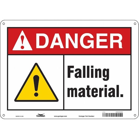 Condor Danger, FALLING MATERIAL., 14 in W x 10 in H, Horizontal Rectangle, Aluminum 485X58