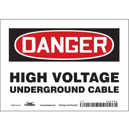 Condor Safety Sign, 5 in Height, 7 in Width, Vinyl, Horizontal Rectangle, English, 485Y90 485Y90
